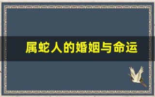 属蛇人的婚姻与命运(属蛇人的婚姻与命运如何大道家园)